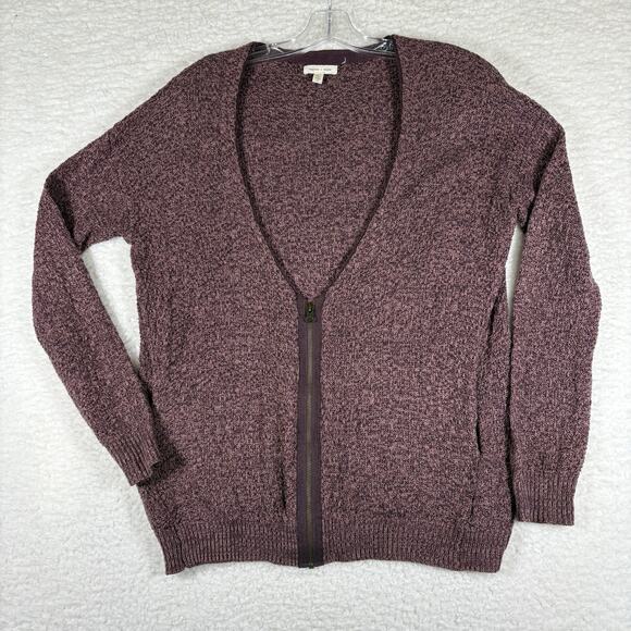 Silence + Noise Women's Size Small Cardigan Sweater Open Knit Brown Zip Front - Picture 1 of 9